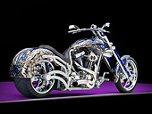 MOT 04 RK0286 01
2005 Bourget Fat Daddy Chopper Gray And Blue 3/4 Rear View Studio