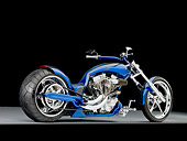 MOT 04 RK0293 01
2007 Pro Street Custom Chopper Blue And Black 3/4 Rear View Studio