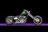 MOT 04 RK0340 01
2005 Executive Choppers Special Construction Black And Green Profile View In Studio
