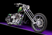 MOT 04 RK0341 01
2005 Executive Choppers Special Construction Black And Green 3/4 Front View In Studio