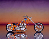 MOT 04 RK0022 03
2003 Riff Raff Custom Chopper Orange Blue Flames Profile View Studio