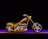 MOT 04 RK0042 04
2002 Swift Barchopper CSF Yellow Purple Flames Profile View On Purple Floor Yellow Line Studio