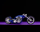 MOT 04 RK0046 02
2004 Wicked Bros Synister Blue Profile View On Purple Floor Studio