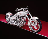 MOT 04 RK0155 06
2005 Brouhard Custom Softail Pearl White 3/4 Front View On Red Floor Gray Line Studio