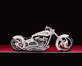 MOT 04 RK0156 05
2005 Brouhard Custom Softail Pearl White Profile View On Red Floor Gray Line Studio