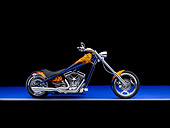 MOT 04 RK0193 02
2006 American Iron Horse LSC Chopper Blue And Orange Profile View Studio