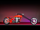 MOT 04 RK0236 01
2007 River Rat Customs Chopper Barbwire Tangerine Profile View Studio