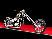 MOT 04 RK0240 01
2007 River Rat Customs Chopper Black With Flames 3/4 Front View Studio