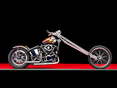 MOT 04 RK0242 01
2007 River Rat Customs Chopper Black With Flames Profile View Studio