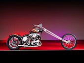 MOT 04 RK0243 01
2007 River Rat Customs Chopper Black With Flames Profile View Studio
