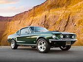 MST 01 BK0002 01
1968 Ford Mustang GT 428 Cobra Jet Highland Green 3/4 Front View On Pavement By Cliffside