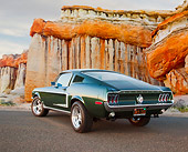 MST 01 BK0004 01
1968 Ford Mustang GT 428 Cobra Jet Highland Green 3/4 Rear View On Pavement By Cliffside
