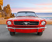 MST 01 BK0012 01
1965 Ford Mustang Convertible Red Front View On Pavement By Beach