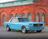MST 01 BK0014 01
1965 Ford Mustang Coupe Blue 3/4 Front View On Pavement By Brick Building