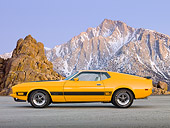 MST 01 BK0018 01
1973 Ford Mustang Mach 1 Grabber Yellow Profile View On Pavement By Snowy Mountain Peaks