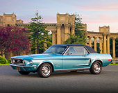 MST 01 BK0026 01
1968 Ford Mustang Light Blue 3/4 Side View On Pavement By Palace Of Fine Arts San Francisco