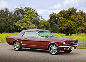 MST 01 BK0052 01
1964 1/2 Ford Mustang Maroon 3/4 Front View On Pavement By Field Of Wildflowers
