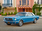 MST 01 BK0064 01
1966 Ford Mustang Blue With White Top 3/4 Front View On Pavement By Houses