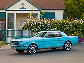 MST 01 RK1133 01
1965 Ford Mustang Sea Foam Green 3/4 Front View On Pavement By House
