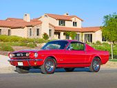 MST 01 RK1149 01
1966 Ford Mustang GT T-5 Red 3/4 Front View On Pavement By House