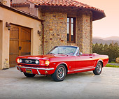 MST 01 RK1213 01
1966 Mustang Convertible Red 3/4 Front View In Front Of House