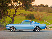 MST 01 RK1217 01
1965 Mustang Fastback Silver-Blue Profile View In Front Of Hills