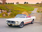 MST 01 RK1227 01
1967 Ford Mustang GTA Convertible White 3/4 Front View On Pavement By Hills