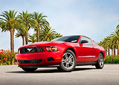 MST 01 RK1242 01
2011 Ford Mustang V6 Coupe Red 3/4 Front View On Pavement By Palm Trees