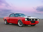 MST 01 RK1307 01
1965 Ford Mustang Restored Model Red, White And Black 3/4 Front View On Pavement