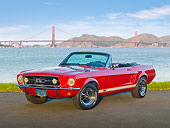 MST 01 RK1377 01
1967 Ford Mustang GTA Convertible Red 3/4 Front View On Pavement By Golden Gate Bridge