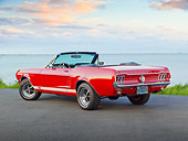 MST 01 RK1395 01
1967 Ford Mustang GTA Convertible Red 3/4 Rear View On Pavement By Water