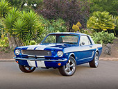 MST 01 RK1438 01
1966 Ford Mustang Viper Blue With White Stripes 3/4 Front View On Pavement By Trees