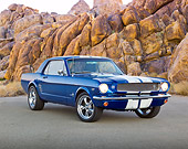MST 01 RK1443 01
1966 Ford Mustang Viper Blue With White Stripes 3/4 Front View On Pavement By Rock Wall