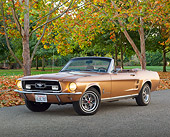 MST 01 RK1458 01
1967 Ford Mustang Convertible Brown 3/4 Front View On Pavement By Autumn Trees