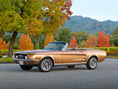 MST 01 RK1461 01
1967 Ford Mustang Convertible Brown 3/4 Side View On Pavement By Autumn Trees