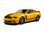 MST 01 RK1465 01
2013 Ford Mustang Boss 302 Yellow With Black Stripe 3/4 Front View On White Seamless