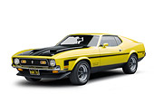 MST 01 RK1482 01
1971 Ford Mustang Boss 351 Yellow 3/4 Front View On White Seamless