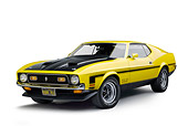 MST 01 RK1483 01
1971 Ford Mustang Boss 351 Yellow 3/4 Front View On White Seamless