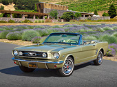 MST 01 RK1500 01
1966 Ford Mustang Convertible Sauterne Gold 3/4 Front View On Pavement By Vineyard