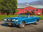 MST 01 RK1527 01
1966 Ford Mustang K-GT Convertible Blue 3/4 Front View On Pavement By Building