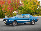 MST 01 RK1590 01
1968 Ford Mustang GT/CS Acapulco Blue 3/4 Side View On Pavement By Autumn Trees