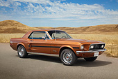 MST 01 RK1596 01
1968 Ford Mustang GT/CS Bronze 3/4 Front View On Pavement By Dry Meadow