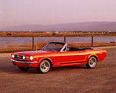 MST 01 RK0057 03
1964 1/2 Ford Mustang Convertible Red 3/4 Side View On Pavement By Water Filtered