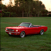 MST 01 RK0066 03
1964 1/2 Ford Mustang Convertible Overhead 3/4 Front View On Grass By Water