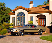 MST 01 RK0227 04
1971 Ford Mustang Mach 1 Fastback Pewter Silver 3/4 Side View On Driveway