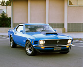 MST 01 RK0315 06
1970 Ford Mustang Boss 429  Grabber Blue 3/4 Front View On Pavement