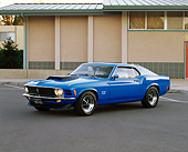 MST 01 RK0316 02
1970 Ford Mustang Boss 429 Grabber Blue 3/4 Side View On Pavement