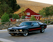 MST 01 RK0440 01
1969 Ford Mustang Mach 1 Black 3/4 Front View On Bridge By Barn