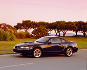 MST 01 RK0548 02
2001 Ford Mustang Bullitt Green 3/4 Side View On Road Trees
