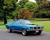 MST 01 RK0692 03
1968 1/2 Ford Mustang GT Fastback Aqua 3/4 Front View On Pavement By Grass And Trees